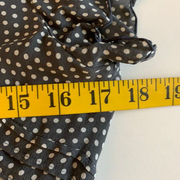 ADRIANNA PAPELL Dress Silk V-Neck Bias Cut Flutter Sleeve Polka Dot‎ Occasion - Picture 10 of 11